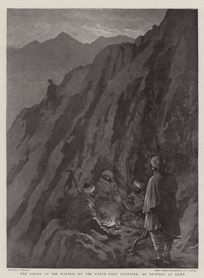 The Rising of the Waziris on the North-West Frontier, an Outpost at Dawn by Joseph Nash